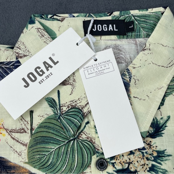 Jogal Hawaiian 2 Piece Set Shirt Shorts Floral Beach Sz L - Picture 4 of 11